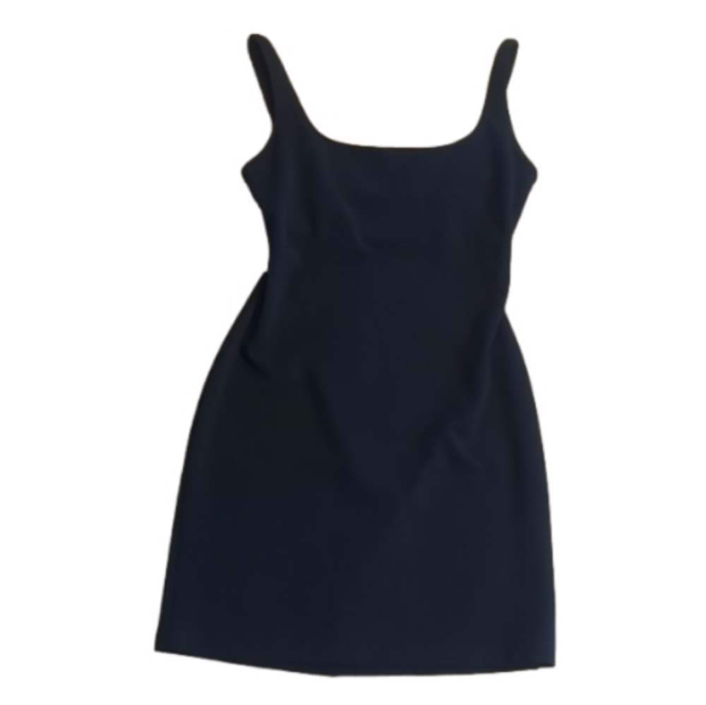 Hugo Buscati black open cross back little black dress